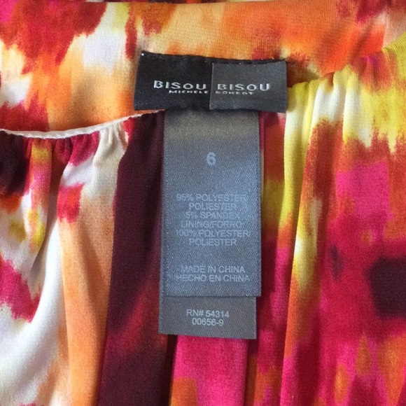 Bisou Bisou Beaded Waist Abstract Floral Dress Size 6 - Picture 5 of 7